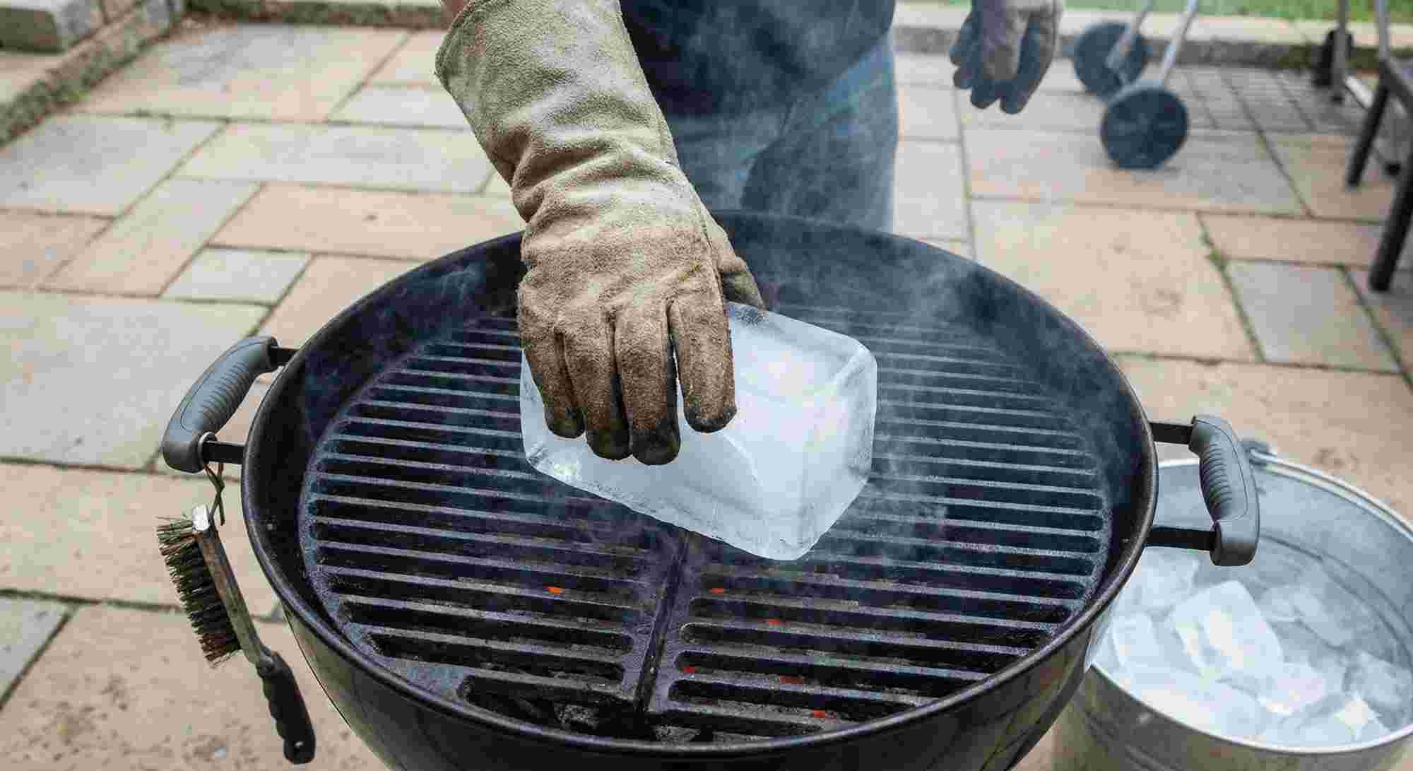 Grill Cleaning with Ice