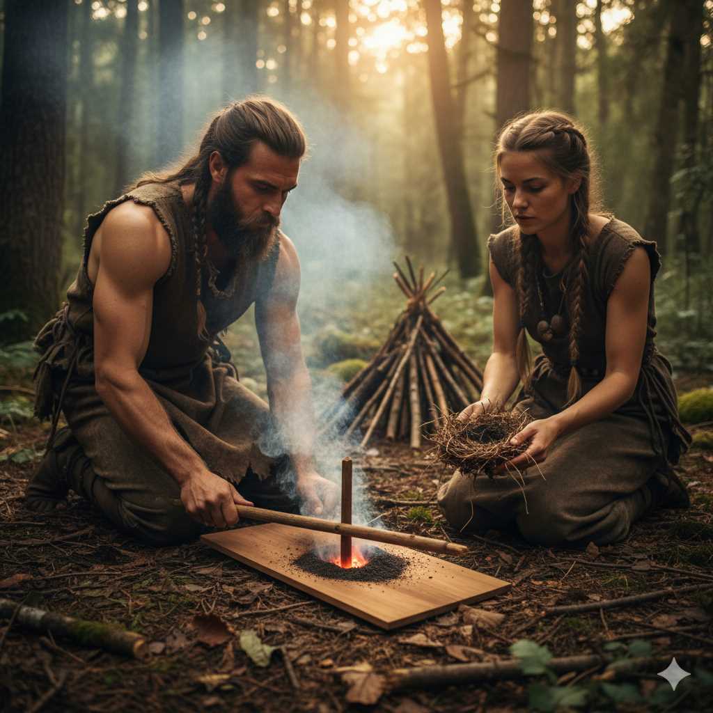 How Ancient People Made Fire with Dry Wood & Friction Pin