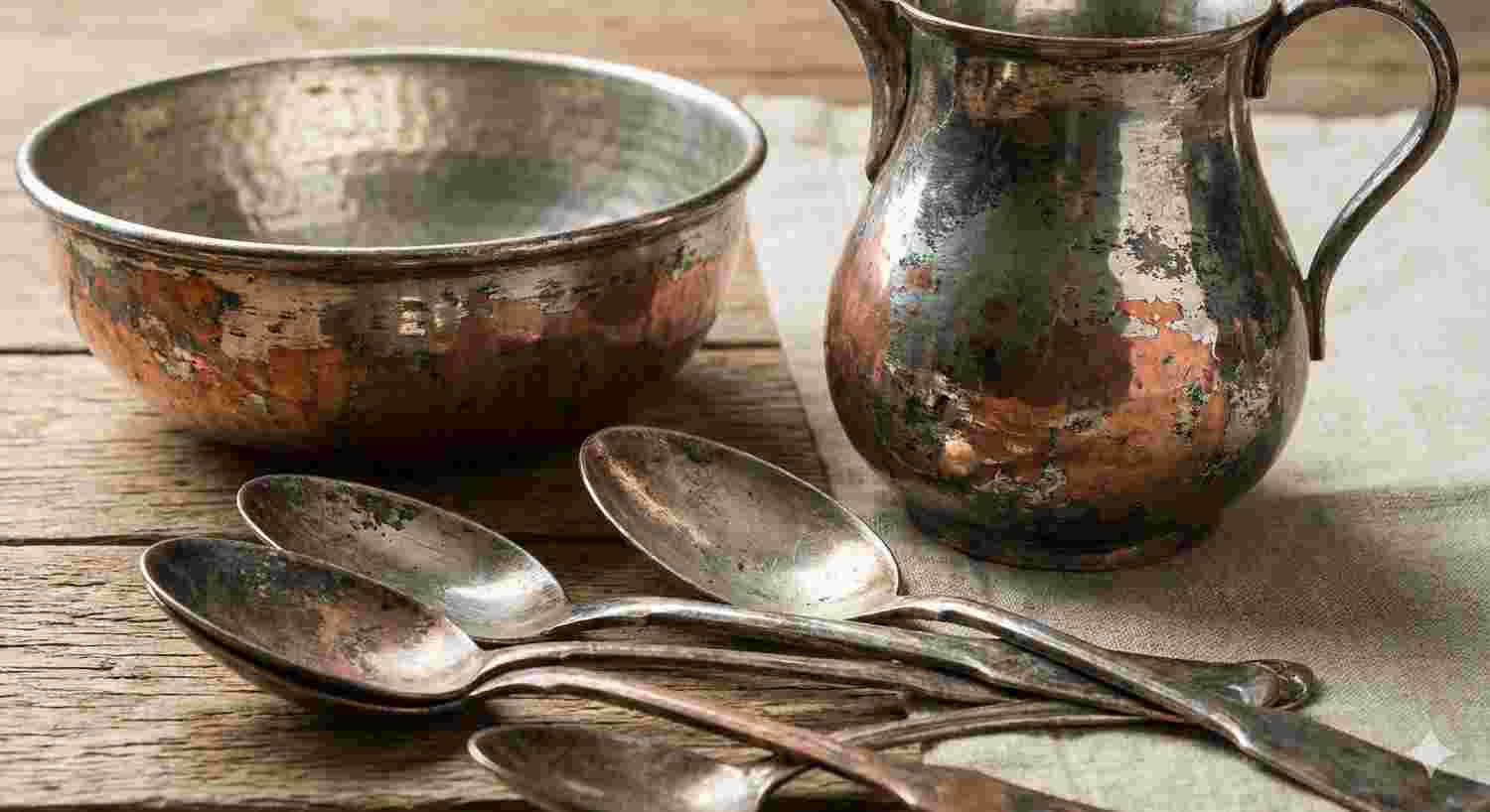 Ancient Silver Coating on Copper Utensils