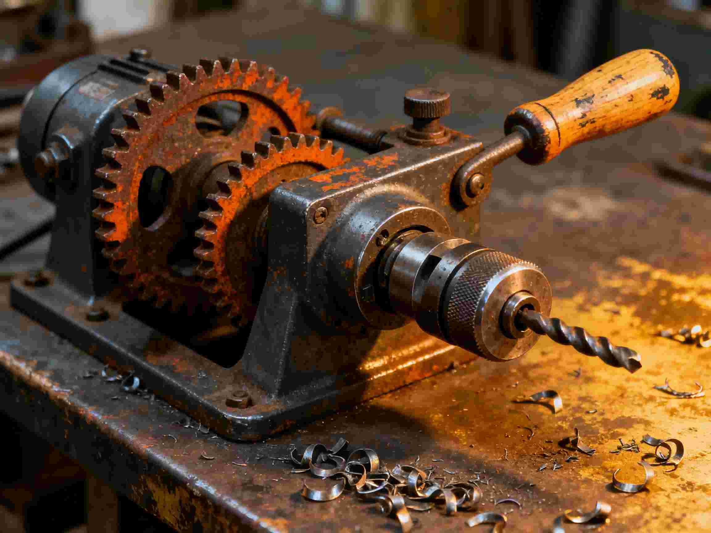 Old Hand Gear Drill Machine Without Electricity