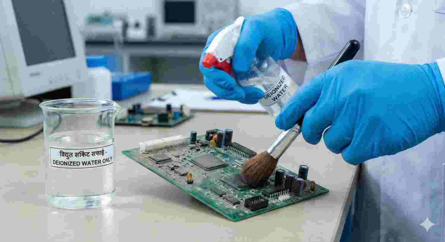 Deionized Water से Electric Circuit Cleaning