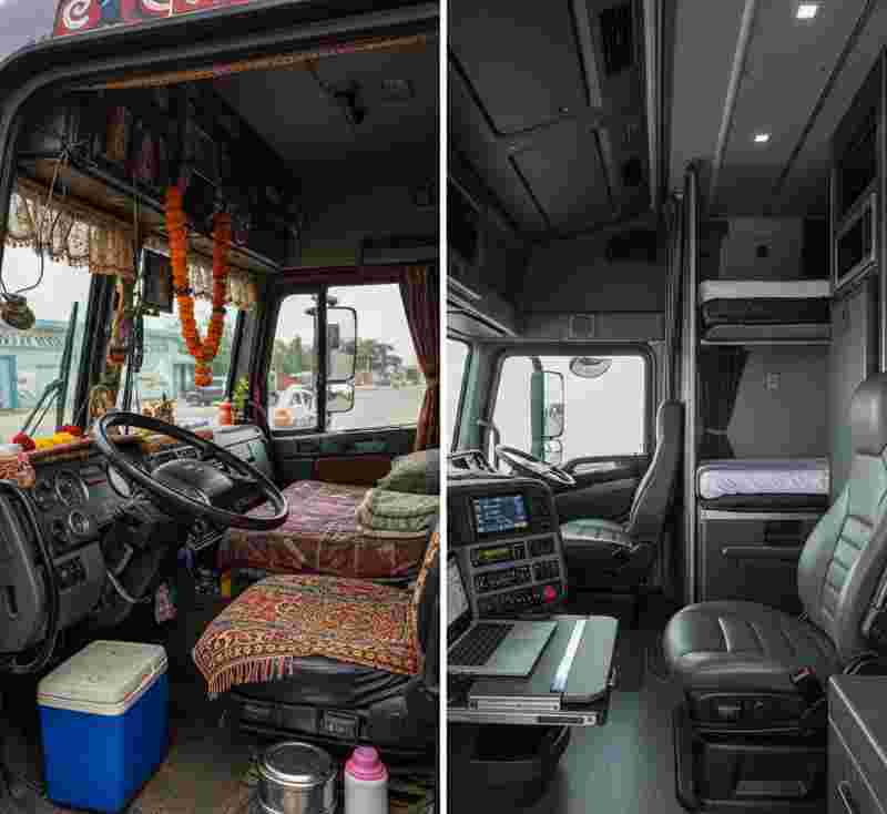 Indian Truck Driver Cabin vs USA Truck Cabin