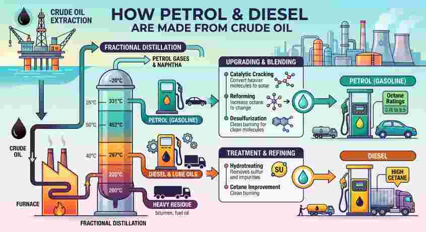 How Petrol and Diesel Are Made from Crude Oil